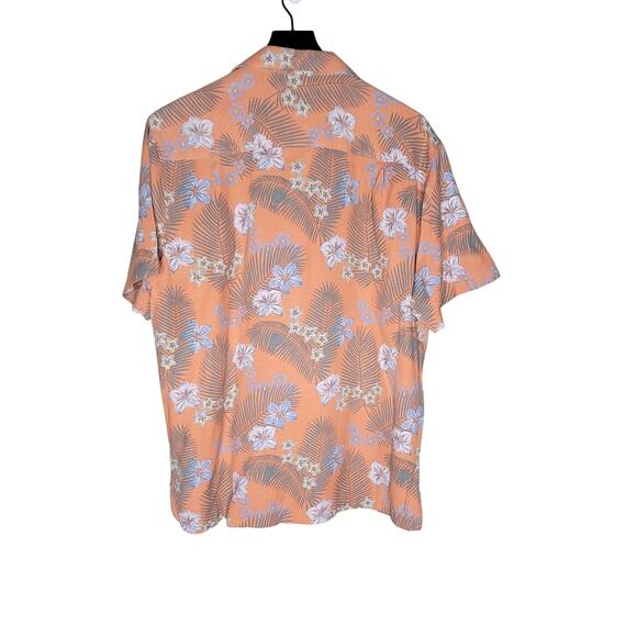 Tommy Bahama Aloha Shirt Medium Peach Silk Tropical Floral Hawaiian Short Sleeve - Picture 3 of 8
